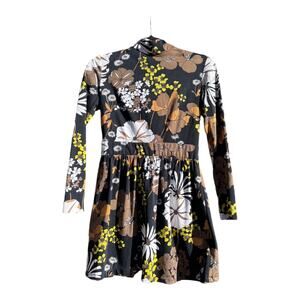 Vintage Cirette California 1970s 70s Psychedelic Floral Mini Dress